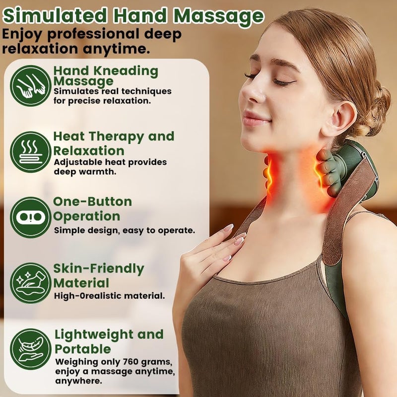 Electric Neck Massager with Heat, Deep Tissue Shiatsu Neck & Shoulder Massager, 3D Kneading Massage Pillow, Adjustable Intensity, Portable Pain Relief Massager for Home, Office & Car (CY-818) - Image 4
