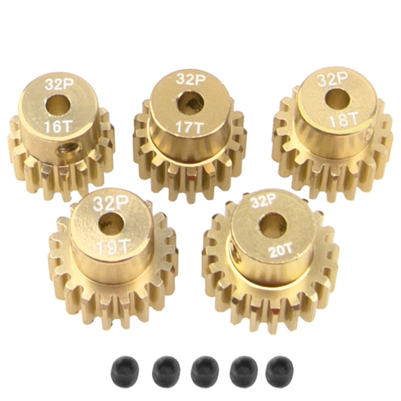 Vgoohobby Aluminum Alloy 32 Pitch Pinion Gear Set 3.175mm Shaft 16T 17T 18T 19T 20T Motor Gears Compatible with Tamiya Kyosho RedCat Losi Axial Traxxas 1/10 RC Car - Image 1