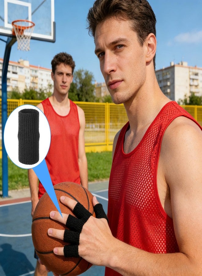 WLLHYF 20 Pcs Black Finger Sleeves Breathable Finger Brace Elastic Support Compression Sleeves for Arthritis Thumb Splint for Relief Sports Protection for Basketball, Golf, Tennis - Image 5