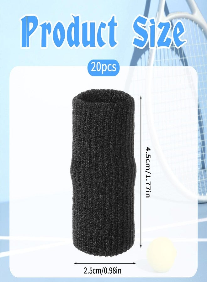 WLLHYF 20 Pcs Black Finger Sleeves Breathable Finger Brace Elastic Support Compression Sleeves for Arthritis Thumb Splint for Relief Sports Protection for Basketball, Golf, Tennis - Image 2