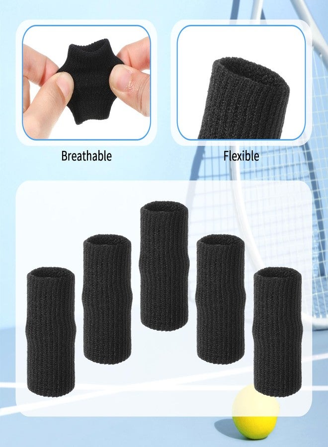 WLLHYF 20 Pcs Black Finger Sleeves Breathable Finger Brace Elastic Support Compression Sleeves for Arthritis Thumb Splint for Relief Sports Protection for Basketball, Golf, Tennis - Image 3