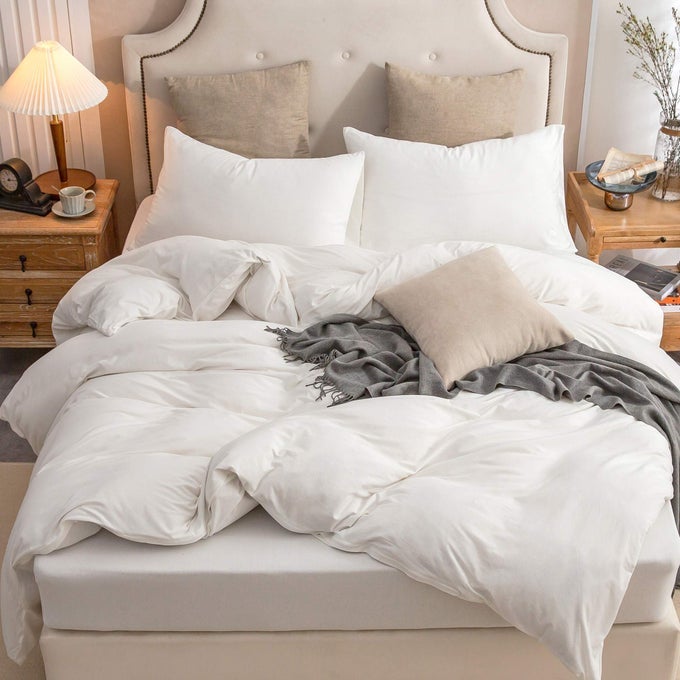 JERSEY KNIT DUVET COVER SET 100 TSHIRT COTTON SUPER SOFT COMFY 3PC BEDDING SET WITH ZIPPER CLOSURE SOLID OFF WHITE FULL