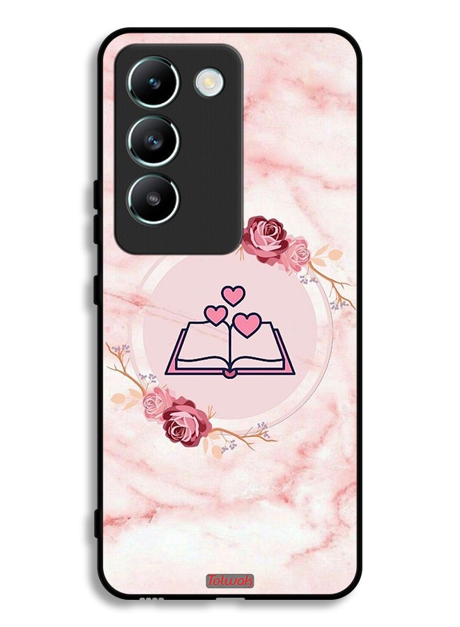 Tolwak Vivo V30 Lite 4G Protective Case Cover Three Hearts On Book Artwork - Image 1