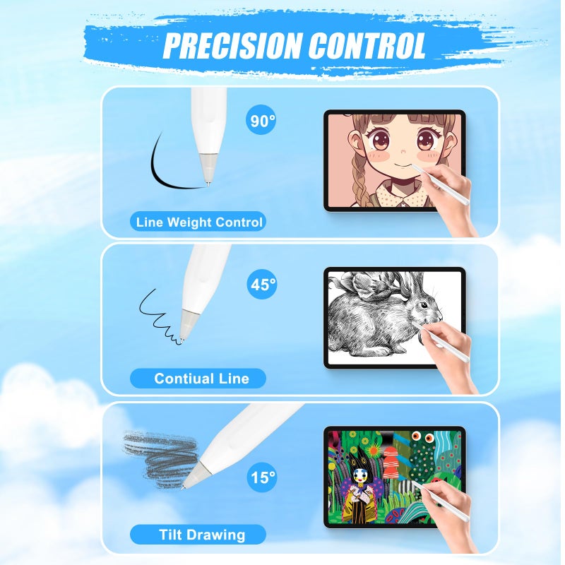 REEYEAR Upgraded Pencil Tips fit for Apple 2nd 1st Gen USB-C iPad Pro Air Mini Pencil,0.78mm No Wear Out iPencil Fine Point Accurate Increasing Apple Pen Nibs, Write Like A Real Pen,White - Image 3