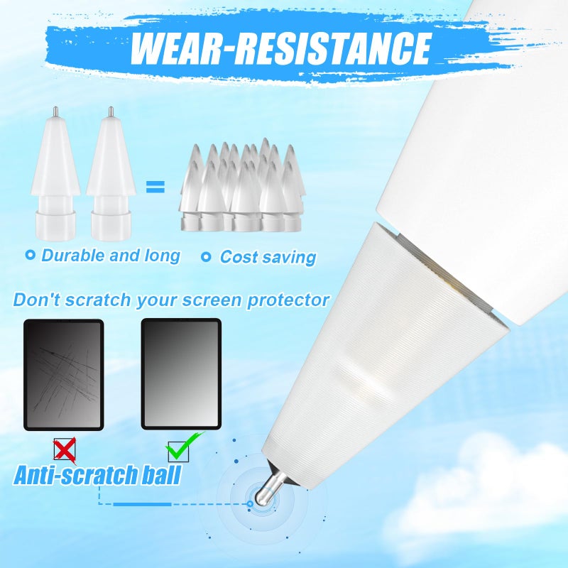 REEYEAR Upgraded Pencil Tips fit for Apple 2nd 1st Gen USB-C iPad Pro Air Mini Pencil,0.78mm No Wear Out iPencil Fine Point Accurate Increasing Apple Pen Nibs, Write Like A Real Pen,White - Image 5