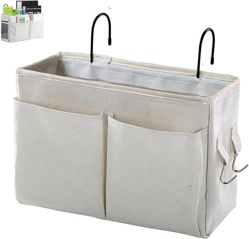 LAYZOO Bedside Caddy Bedside Hanging Storage Basket MultiFunction Organizer Caddy for Bunk and Hospital Beds Dorm Rooms Bed Rails Can be Placed Glasses Books Mobile Phones Keys Grey - Image 1