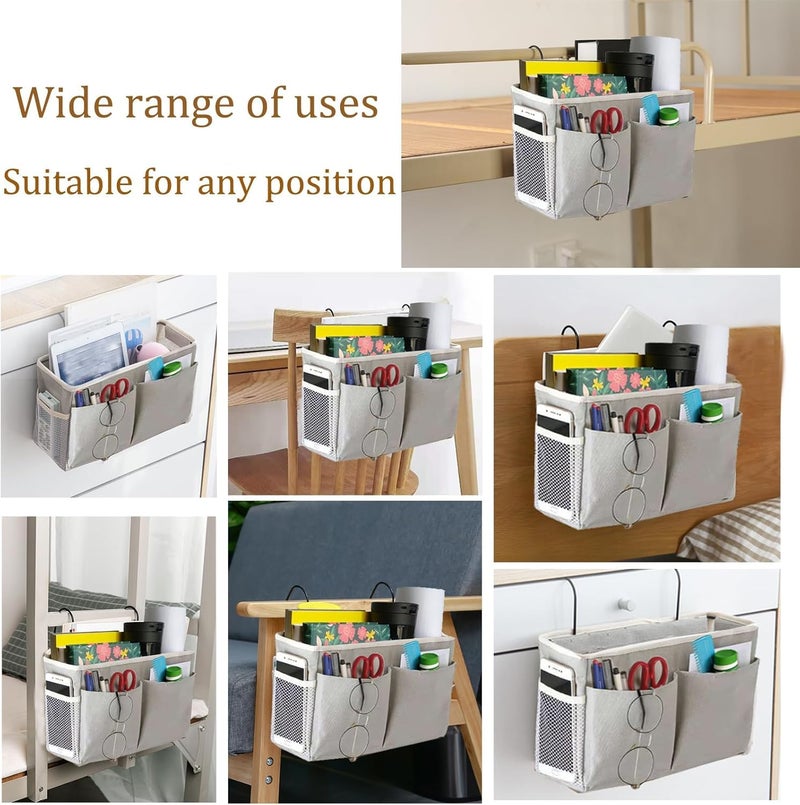 LAYZOO Bedside Caddy Bedside Hanging Storage Basket MultiFunction Organizer Caddy for Bunk and Hospital Beds Dorm Rooms Bed Rails Can be Placed Glasses Books Mobile Phones Keys Grey - Image 4