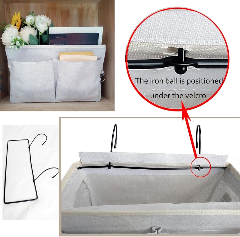 LAYZOO Bedside Caddy Bedside Hanging Storage Basket MultiFunction Organizer Caddy for Bunk and Hospital Beds Dorm Rooms Bed Rails Can be Placed Glasses Books Mobile Phones Keys Grey - Image 3