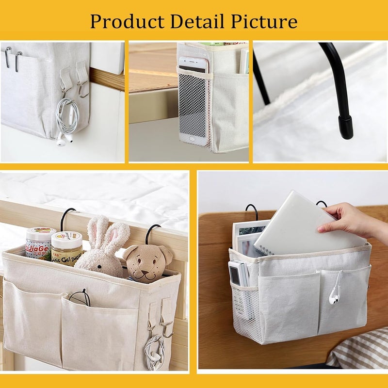 LAYZOO Bedside Caddy Bedside Hanging Storage Basket MultiFunction Organizer Caddy for Bunk and Hospital Beds Dorm Rooms Bed Rails Can be Placed Glasses Books Mobile Phones Keys Grey - Image 2