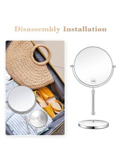 Generic Double Sided Magnification Mirror and Regular 360 Rotating, Cosmetic Chrome Mirror with Stand 5inch Base, 1X and 5X Magnifying Makeup Mirror on Stand for Bedroom and Bathroom, Free Standing Desk (6'')  - Image 2