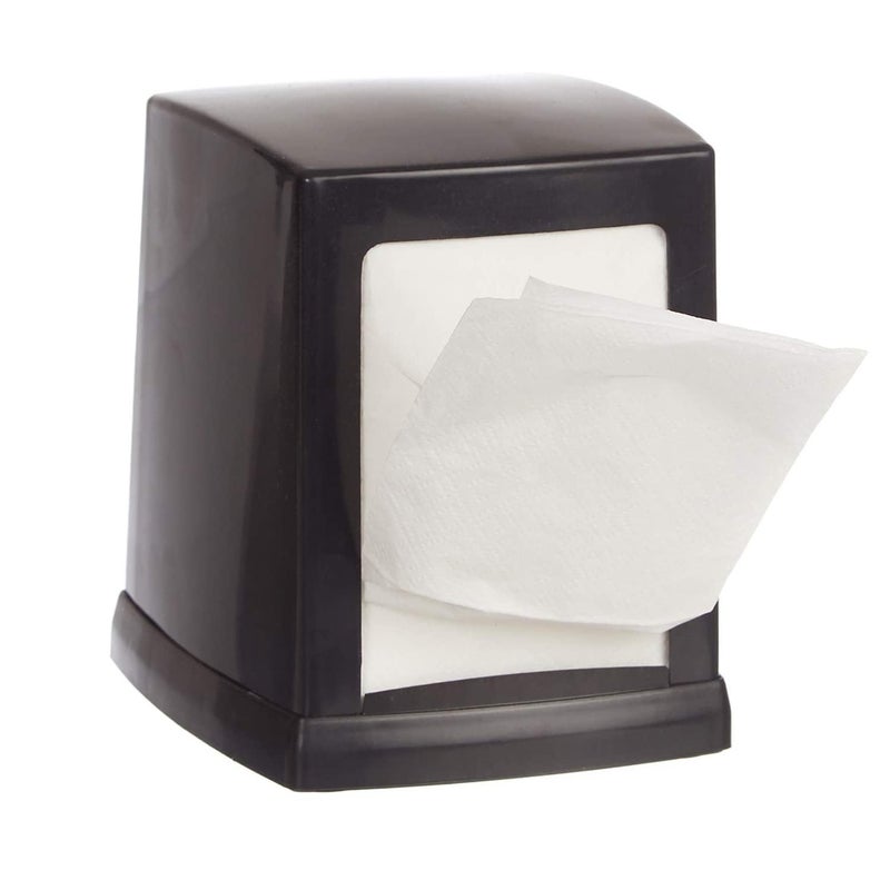 KR STORE Double Side Cube Table Top Tissue Dispenser with LFold 400 Pcs Tissue Paper Refill Black - Image 3