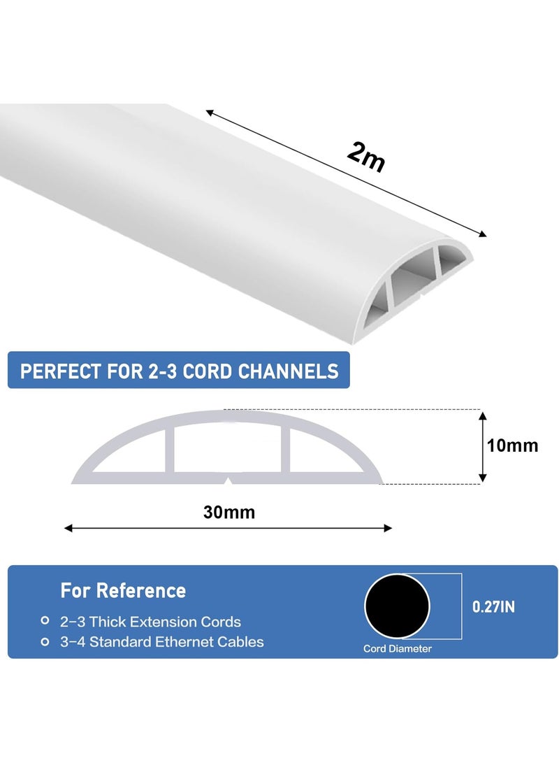 Relex Floor Cord Cover Cable Cavity, 2m Self Adhesive Cord Hider Floor Low Profile Floor Cable Management Wire Cover Floor Electric Cord Covers for Home Office Garage Offices Gym - Image 2