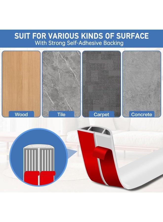 Relex Floor Cord Cover Cable Cavity, 2m Self Adhesive Cord Hider Floor Low Profile Floor Cable Management Wire Cover Floor Electric Cord Covers for Home Office Garage Offices Gym - Image 4