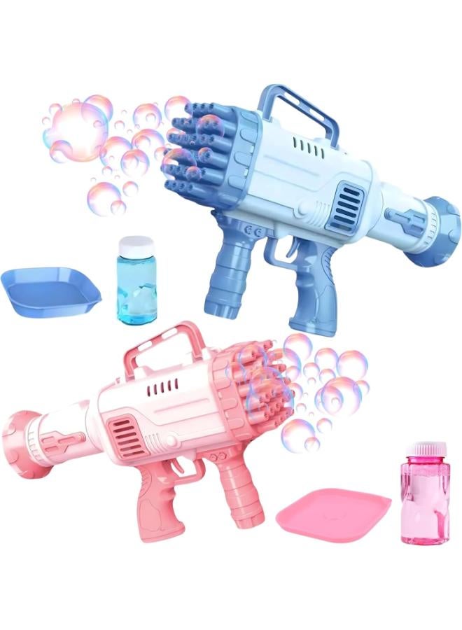 مجموعة مسدس الفقاعات بـ 32 فتحة - وردي وأزرق (يعمل بالبطارية، محمول) - Image 1