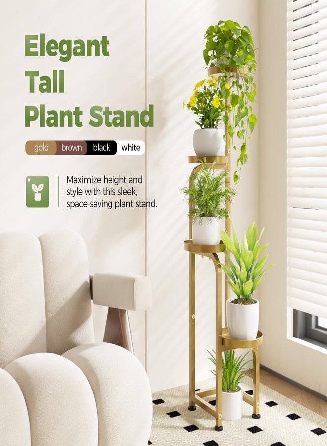Bamworld Corner Plant Stand Indoor Outdoor, Tall Metal Flower Pot Stands for Multiple Plants, 4 Tier Gold Heavy Duty Plant Shelf for Patio Garden Balcony Living Room Bedroom(Patent Design) - Image 2