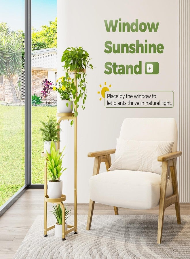 Bamworld Corner Plant Stand Indoor Outdoor, Tall Metal Flower Pot Stands for Multiple Plants, 4 Tier Gold Heavy Duty Plant Shelf for Patio Garden Balcony Living Room Bedroom(Patent Design) - Image 5