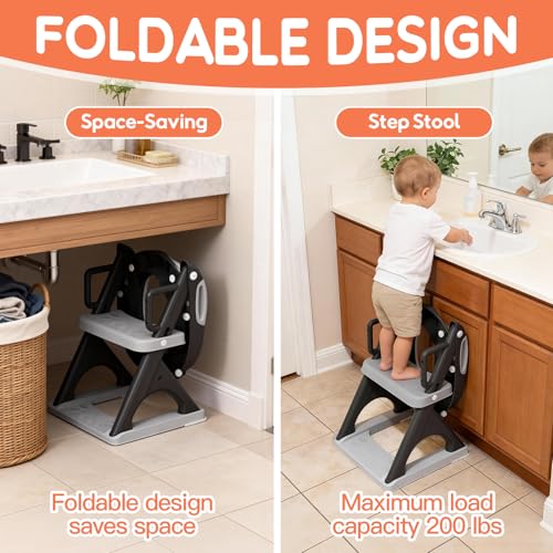 SKYROKU Potty Training Seat with Step Stool Ladder, Toddler Toilet Seat for Boys Girls, Adjustable 6 Heights Fits Round & Elongated Toilets, Anti-Slip Pads & Leak-Proof Guard - Image 3