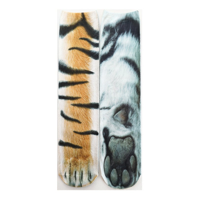 3D Foot Heat Sublimation Cat's Claw Dog's Claw Socks Animal Mid-tube Socks Heat Transfer Cartoon Digital Printing Socks Funny Creative - Image 3