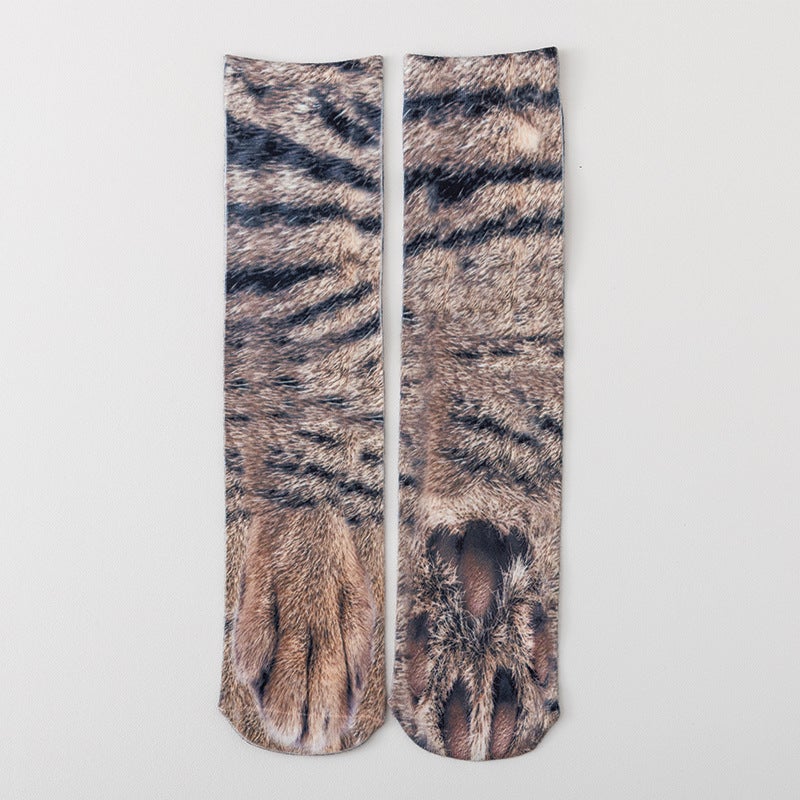 3D Foot Heat Sublimation Cat's Claw Dog's Claw Socks Animal Mid-tube Socks Heat Transfer Cartoon Digital Printing Socks Funny Creative - Image 5