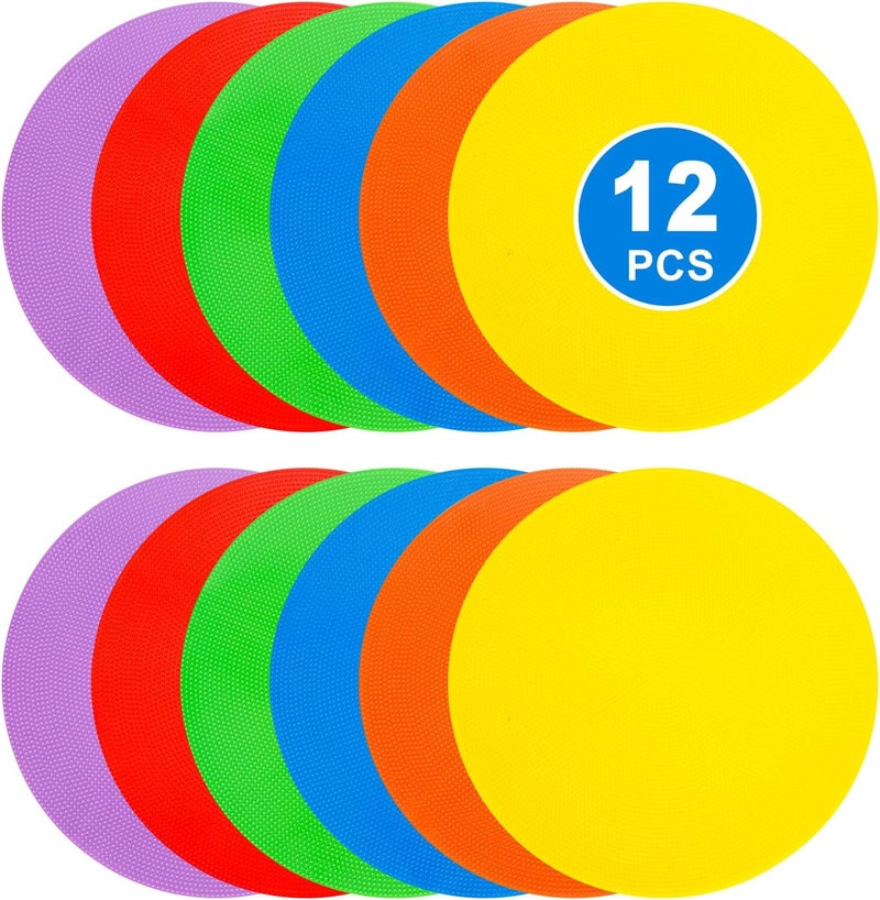 WildTracks 9 Inch Spot Markers Flat Field Cones - Non Slip Rubber Agility Markers for Soccer, Basketball, and Sports Training (12 Pcs) - Image 1