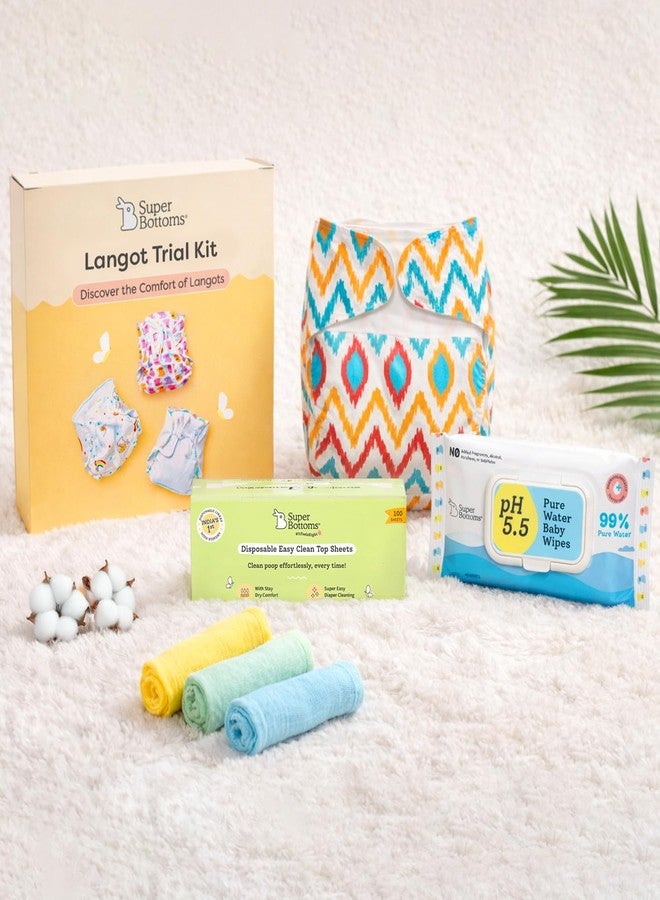 SuperBottoms Newborn Essential Kit | Diapering Essentials l Baby Langot, Reusable Diaper, Diaper Liners (Reusable + Disposable), Wipes l Ideal Gift for Newborn Babies & New Parents. - Image 1