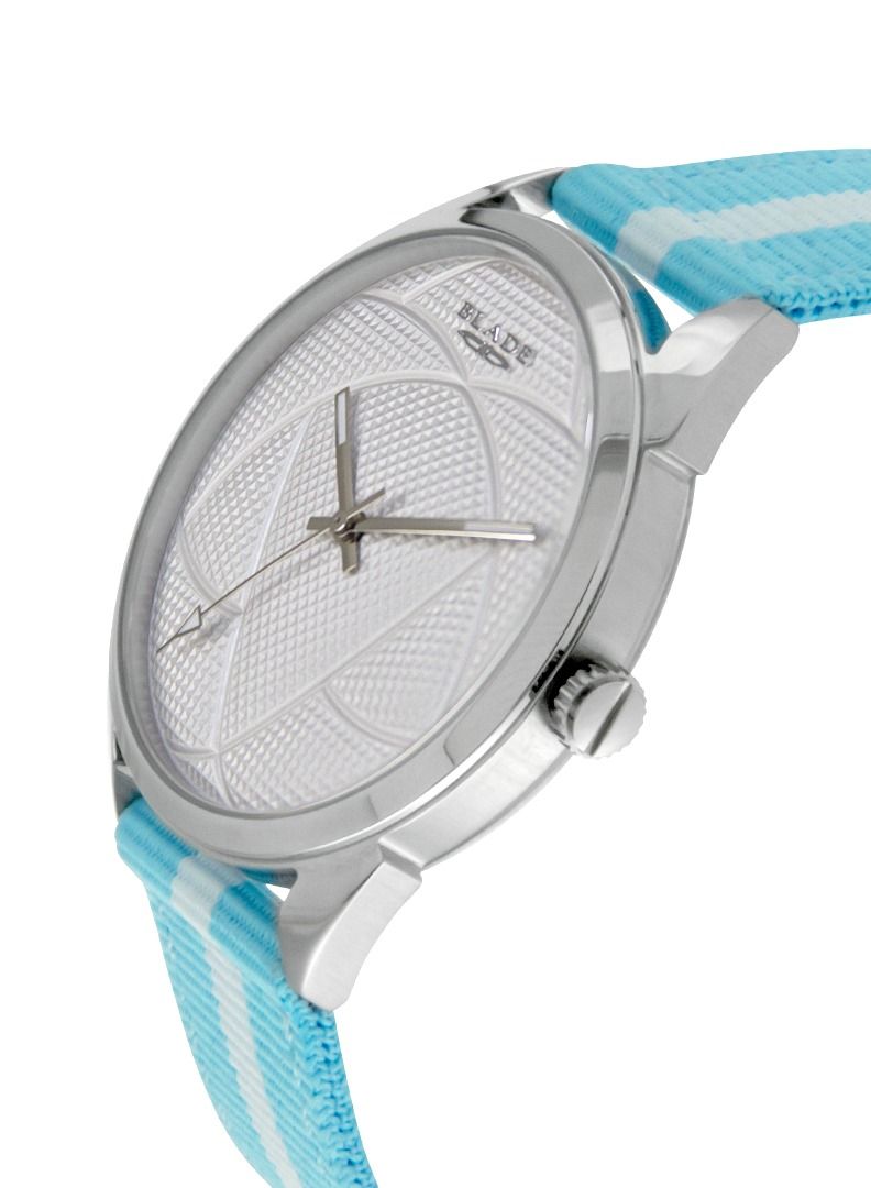 BLADE Retro Fútbol White-Sky Blue 3697GSW6A SS & Nylon 3-Hands Unisex Watch - Image 2