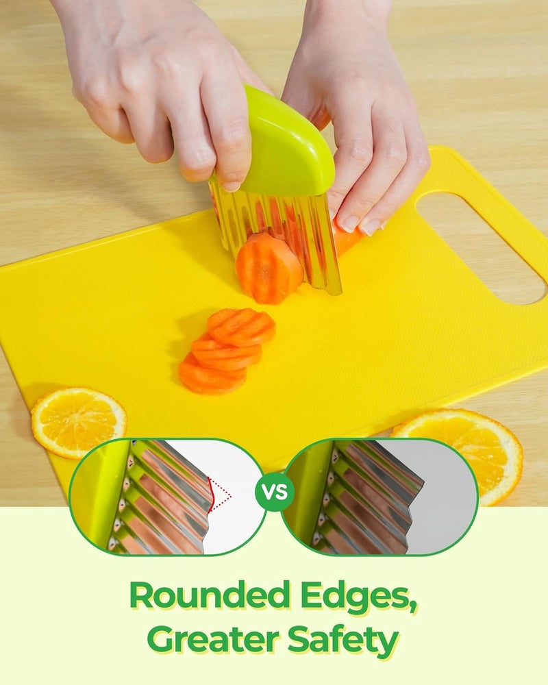 melican Kids Kitchen Knife Set, 15 Pcs BPA Free Montessori Kitchen Tools for Toddlers' Real Cooking, Include Knives, Crinkle and Sandwich Cutters, Peeler, Cutting Boards, Cleaning Tools for 3+ Birthday Gift - Image 5