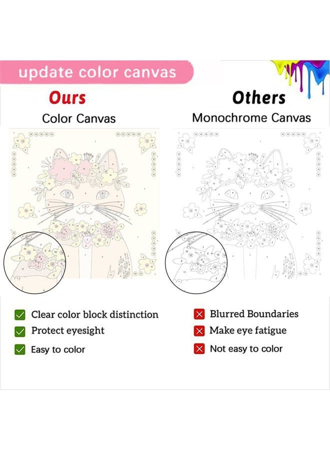 xackcme 4 Pack Cat Paint by Number for Kids with Wooden Frame, Paint by Numbers for Kids Cats Ages 4-8-12, Easy Cat DIY Acrylic Oil Painting Kits for Home Wall Decor (8X8 inch) - Image 3