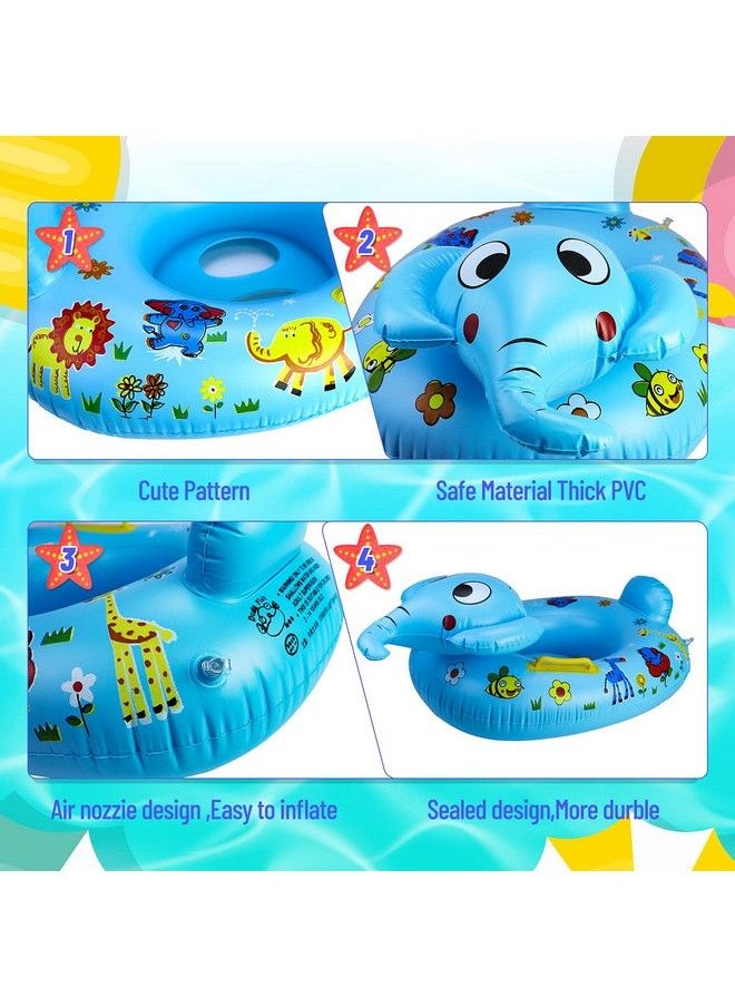 Rtudan - 24" 3 Pack Pool Inflatable Floats For Kids Elephant Tortoise Shark Swim Floats Tube Rings Swimming Rings For Kids Fun Animal Floats For Summer Beach Party - Image 1