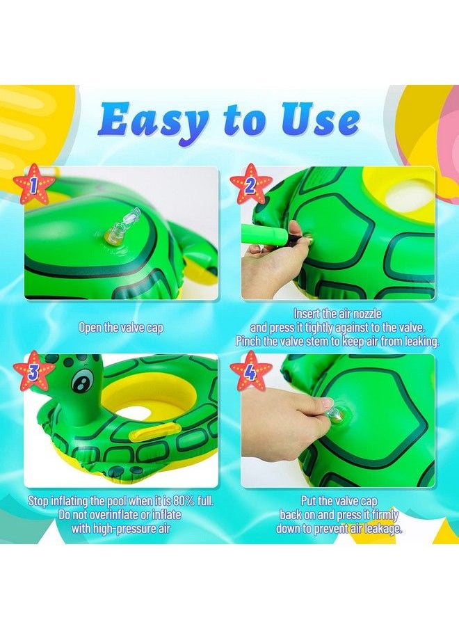 Rtudan - 24" 3 Pack Pool Inflatable Floats For Kids Elephant Tortoise Shark Swim Floats Tube Rings Swimming Rings For Kids Fun Animal Floats For Summer Beach Party - Image 1