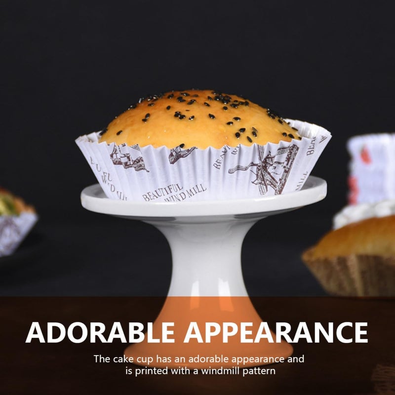 IMIKEYA Grease-proof round Baking Cups Heat-resistant Paper Cupcake Wrappers for Cake Baking 300 Pieces Windmill Design Suitable for Home and Professional Use - Image 4