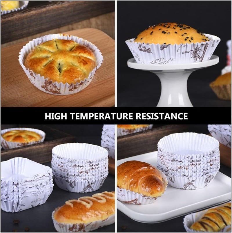 IMIKEYA Grease-proof round Baking Cups Heat-resistant Paper Cupcake Wrappers for Cake Baking 300 Pieces Windmill Design Suitable for Home and Professional Use - Image 5
