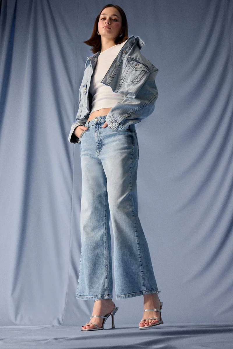 ديفاكتو Wide Leg High Waist Ankle Length Jeans