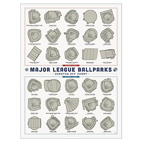 Pop Chart Lab Pop Chart | Major League Ballparks Scratch-Off Poster | 12" x 16" Print | Track Your Visits to MLB Stadiums | Baseball Decor Gift | 100% Made in USA - Image 1
