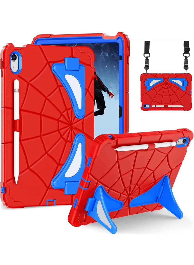 اووكاي جراب للأطفال لجهاز iPad (A16) من الجيل الحادي عشر مقاس 11 بوصة/iPad من الجيل العاشر مقاس 10.9 بوصة - جراب لطيف برسومات كرتونية رائعة للأطفال مع حامل وحزام كتف وحامل أقلام مقاوم للصدمات (أزرق وأحمر) - Image 1