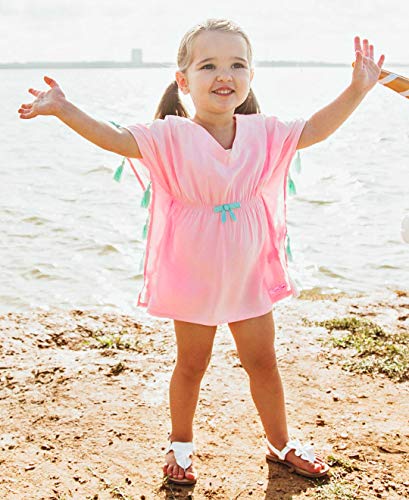 RuffleButts® Girls Pink Tassel Kaftan Swimsuit Cover-Up Tunic - 4T/5 - Image 2