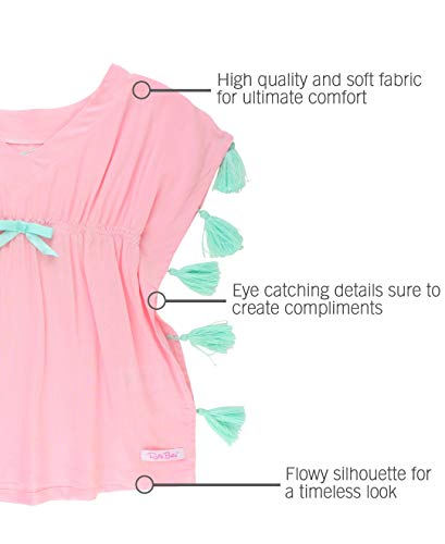 RuffleButts® Girls Pink Tassel Kaftan Swimsuit Cover-Up Tunic - 4T/5 - Image 4