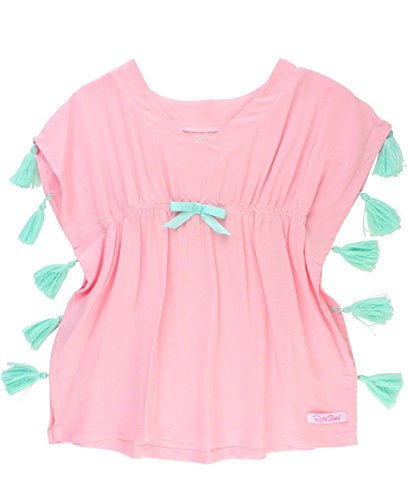 RuffleButts® Girls Pink Tassel Kaftan Swimsuit Cover-Up Tunic - 4T/5 - Image 1