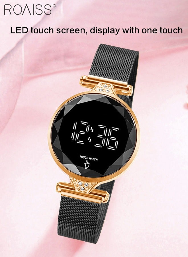 roaiss Women's LED Touch Screen Electronic Watch, Digital Display Round Dial, Multifunction Luxurious Waterproof Wristwatch as Gift for Women - Image 3