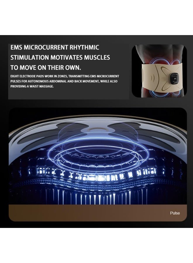 L LULONG EMS Abdominal Massage Belt with Heat, Electric Muscle Stimulator Waist Trainer, Wireless Belly Slimming Massager, Heating Waist Belt with Extra Extension Strap USB Rechargeable - Image 2