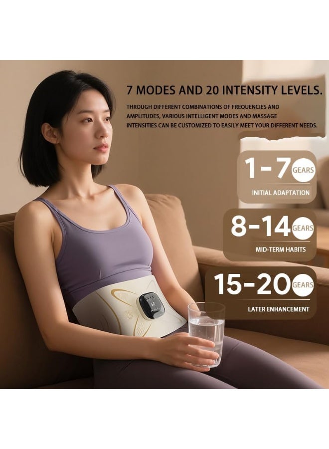 L LULONG EMS Abdominal Massage Belt with Heat, Electric Muscle Stimulator Waist Trainer, Wireless Belly Slimming Massager, Heating Waist Belt with Extra Extension Strap USB Rechargeable - Image 3