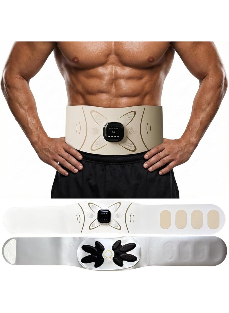 L LULONG EMS Abdominal Massage Belt with Heat, Electric Muscle Stimulator Waist Trainer, Wireless Belly Slimming Massager, Heating Waist Belt with Extra Extension Strap USB Rechargeable - Image 4