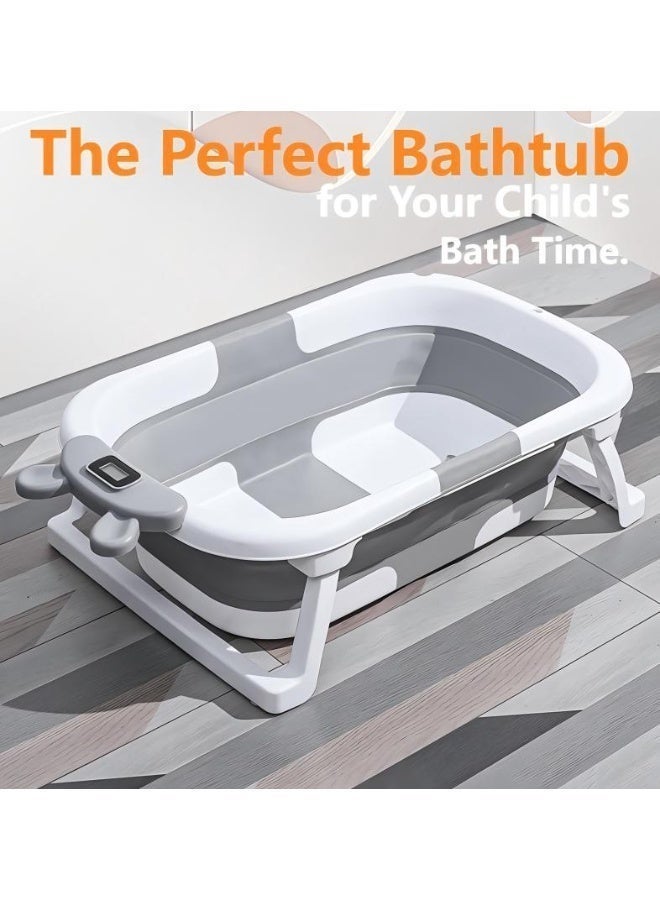 زيريفام حوض استحمام الطفل القابل للطي,حوض استحمام الطفل القابل للطي للمولدين حديثي الولادة, حوض استحمام سفر الطفل المحمول مع مقياس الحرارة وثقب الصرف الصحي,حوض استحمام الطفل الدائم للأطفال البالغين من العمر 0 ~ 6 سنوات والطفل الصغير - Image 2