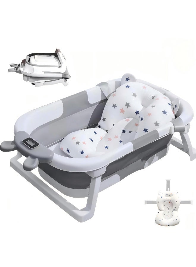 زيريفام حوض استحمام الطفل القابل للطي,حوض استحمام الطفل القابل للطي للمولدين حديثي الولادة, حوض استحمام سفر الطفل المحمول مع مقياس الحرارة وثقب الصرف الصحي,حوض استحمام الطفل الدائم للأطفال البالغين من العمر 0 ~ 6 سنوات والطفل الصغير - Image 1