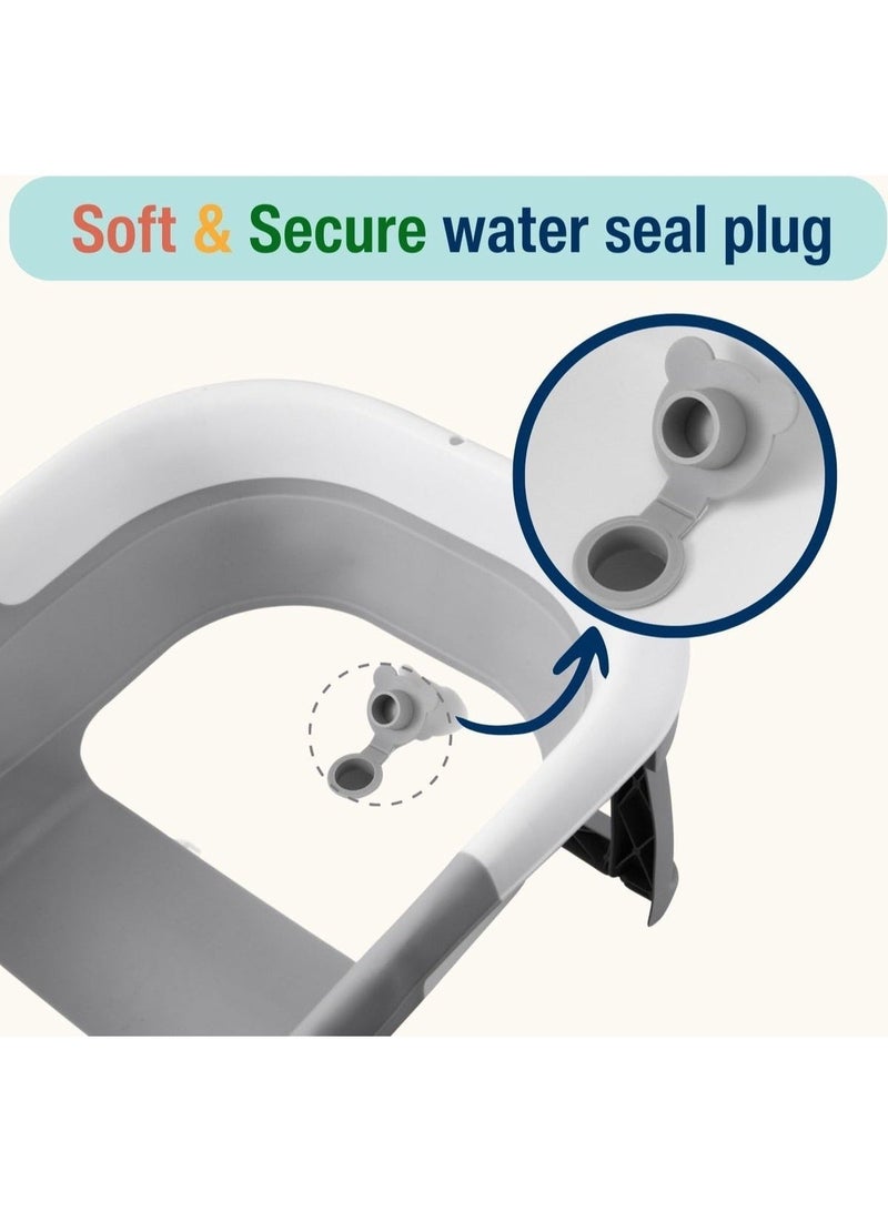 زيريفام حوض استحمام الطفل القابل للطي,حوض استحمام الطفل القابل للطي للمولدين حديثي الولادة, حوض استحمام سفر الطفل المحمول مع مقياس الحرارة وثقب الصرف الصحي,حوض استحمام الطفل الدائم للأطفال البالغين من العمر 0 ~ 6 سنوات والطفل الصغير - Image 4