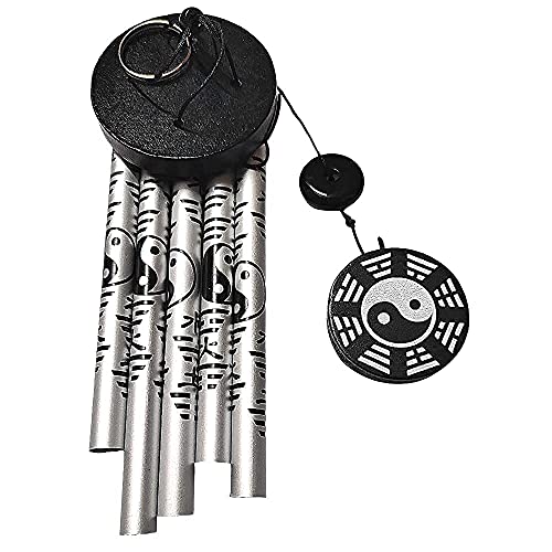 Ripe India® Feng Shui Om Vastu Five Pipe Wind Chime for Balcony Window and Om Wind Chime Silver Color Positive Energy - Image 1