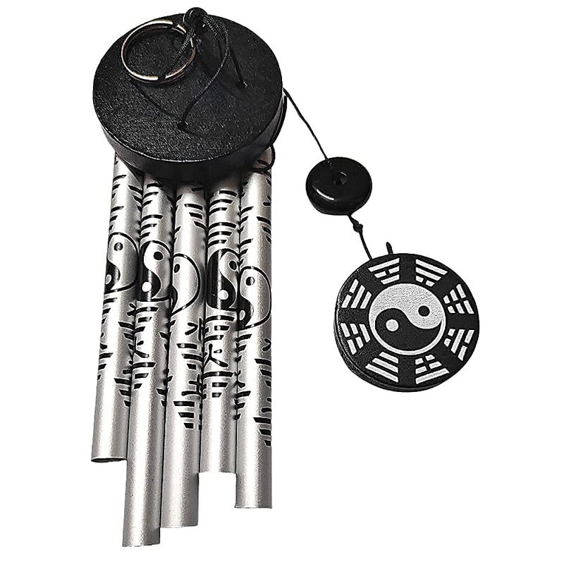 Ripe India® Feng Shui Om Vastu Five Pipe Wind Chime for Balcony Window and Om Wind Chime Silver Color Positive Energy - Image 5