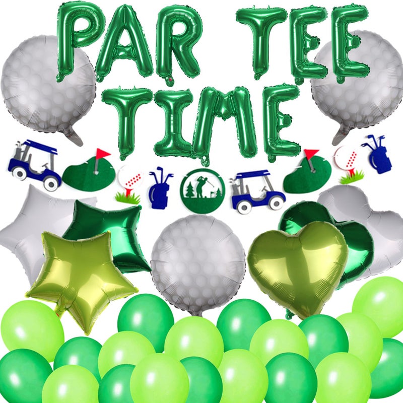 DUFACAI Lets Partee Time Golf Party Decorations Golf Balloons Banner Men Boys Party Balloons Decoration Sport Themed Party Supplies Green Balloons for Birthday Baby Shower Retirement Party - Image 3