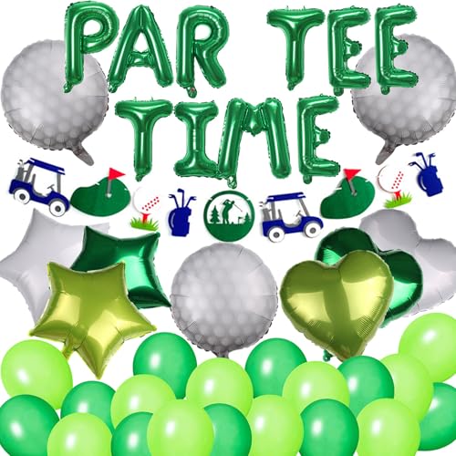 DUFACAI Lets Partee Time Golf Party Decorations Golf Balloons Banner Men Boys Party Balloons Decoration Sport Themed Party Supplies Green Balloons for Birthday Baby Shower Retirement Party - Image 1