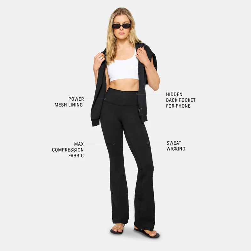 Fabletics Black Women's Boost PowerHold Training Flared Leggings for Women | Best Price UAE